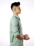 Sage Green Linen Slim Fit Shirt