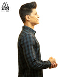 Olive & Black Slim Fit Check Flannel Shirt