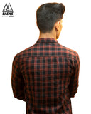 Maroon & Black Slim Fit Check Flannel Shirt