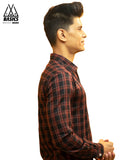 Maroon & Black Slim Fit Check Flannel Shirt