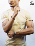 Beige Basic Crew/Round Neck T-Shirt