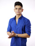 Royal Blue Linen Slim Fit Shirt