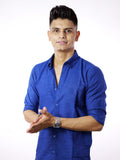 Royal Blue Linen Slim Fit Shirt