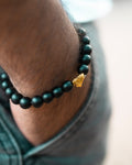 Premium Matte Black Beaded Bracelet - Black Tiger Eye with Gold Lion Head