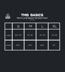 TMB Basics Men's Long Sleeve Top Size Chart, Size Measurements in Inches